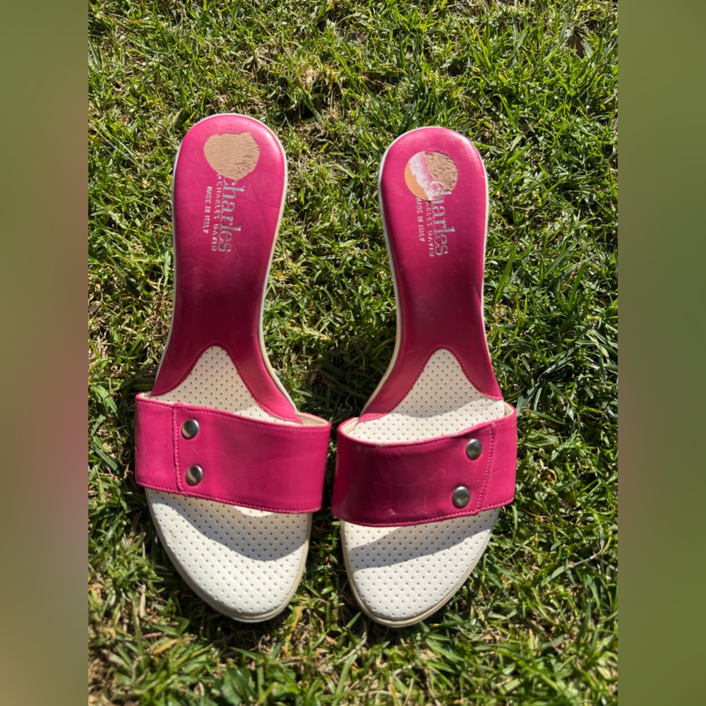 Y2K Vintage Hot Pink Charles David 4 Inch Stiletto Mule Sz 38 - Picture 5 of 8